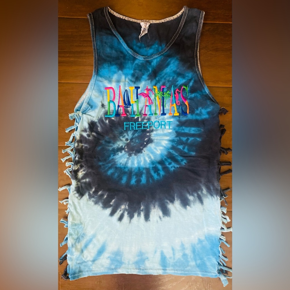 Bahamas Caribbean Womens TeeShirt/TankTop Tye Dye Embroidered Bahamas Freeport M